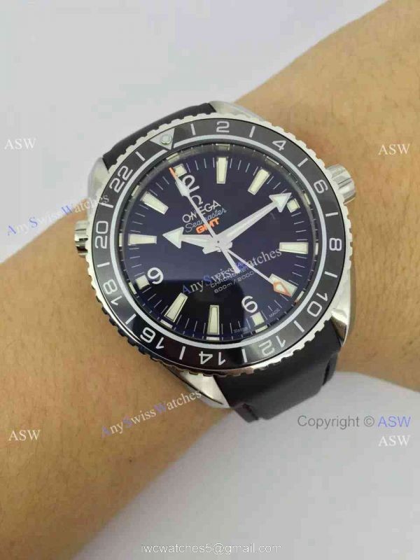 Copy Swiss Omega Seamaster Planet Ocean GMT Watch Black Rubber
