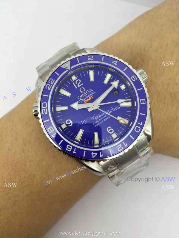 Replica Swiss OMEGA Seamaster Planet Ocean 600M Co-Axial GMT Watch Blue Dial
