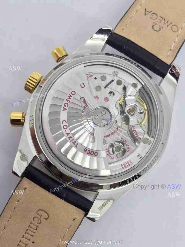 Copy Swiss Omega Speedmaster Chronograph Watch Rose Gold Leather Strap