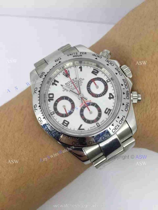 Swiss Grade One Rolex Daytona Valjoux 7750 Watch Silver Dial Arabic markers