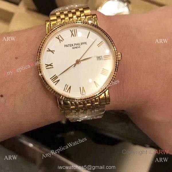 Best Replica Patek Philippe calatrava Men Watch All Gold White Dial
