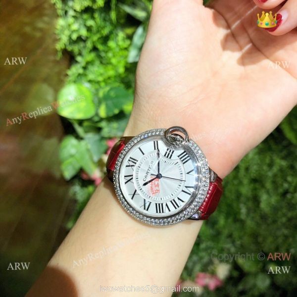 Copy Ballon Bleu de Cartier Watch Lady 36mm Diamond Bezel