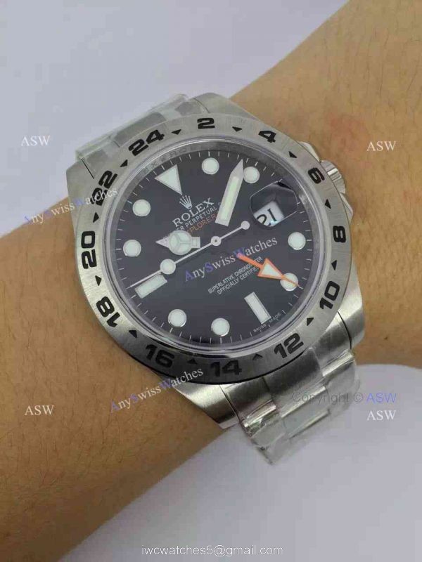 Noob Factory ETA2836 Replica Rolex Explorer II 42mm Watch SS Black Dial