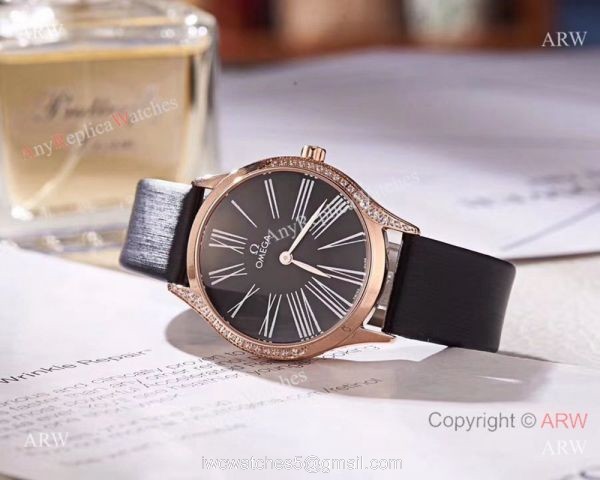 2018 Copy Omega De Ville Tresor Lady Watch Rose Gold Case