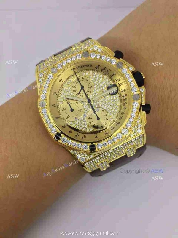 Swiss Copy Audemars Piguet Watch Yellow Case Diamond Dial / Diamond Case