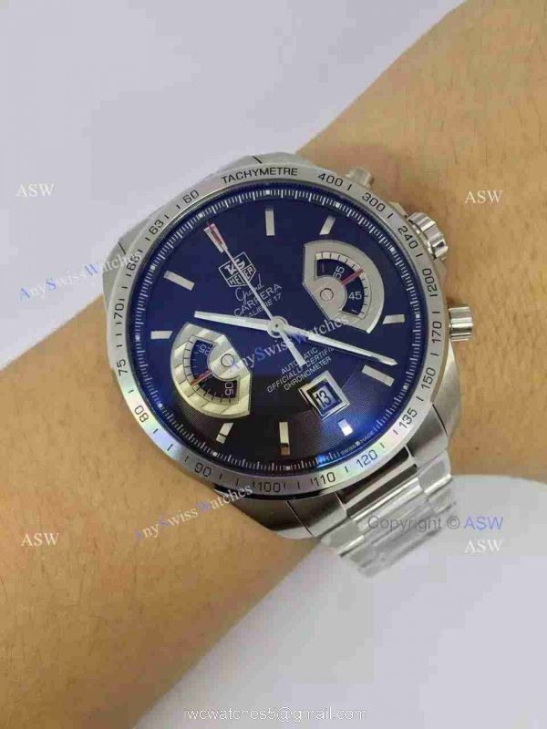 Super Clone Tag Heuer Grand Carrera Calibre 17 RS3 Watch SS black Dial