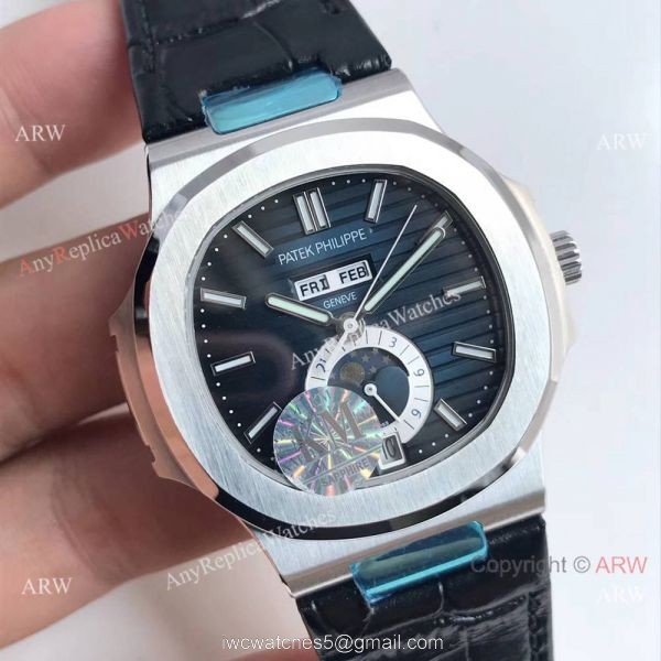 Swiss Patek Philippe Nautilus Day Date Blue Dial Watch Replica