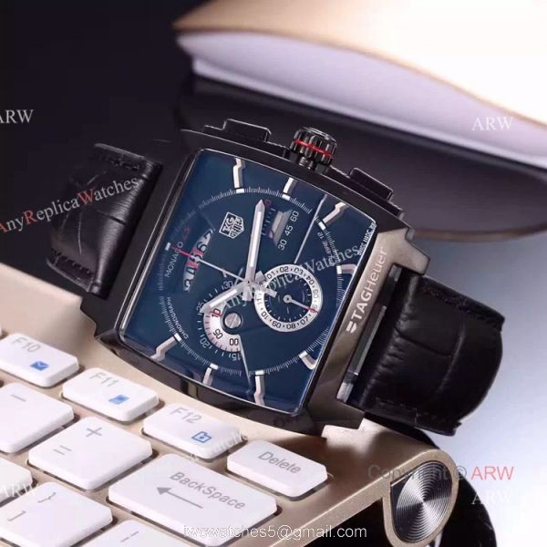 Tag Heuer Monaco Quartz Calibre 12 Copy Watch White Chronograph Brown Leather Strap