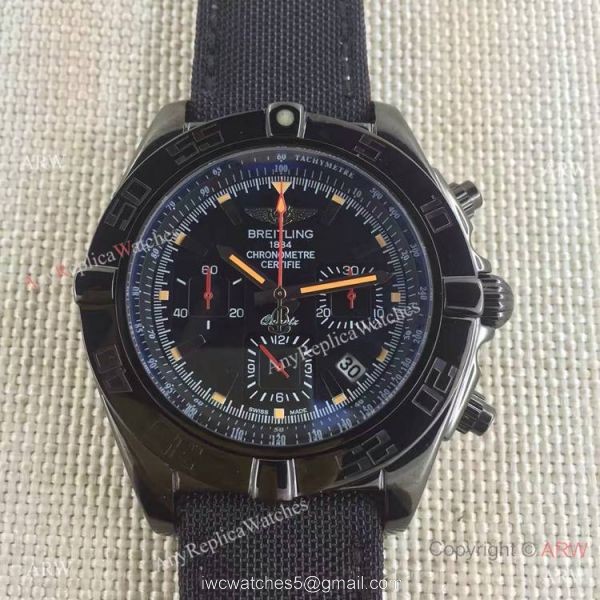 Copy Breitling Chronomat B01 Black Case Leather Strap 46mm Watch