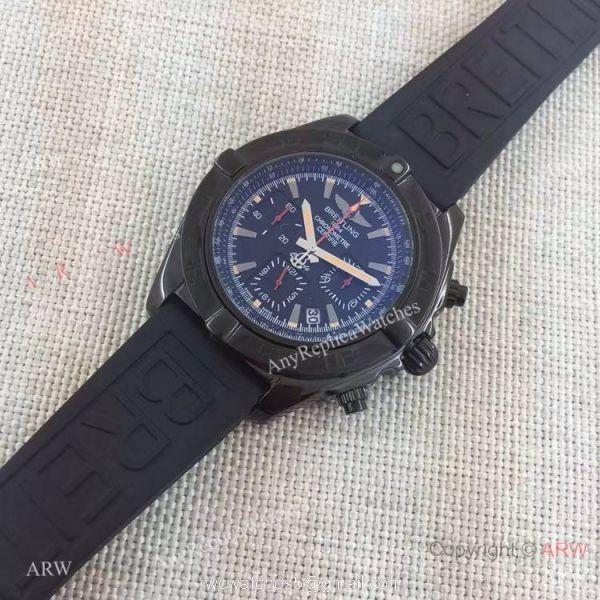 Copy Breitling Chronomat B01 Black Case RUBBER Strap Men Watch