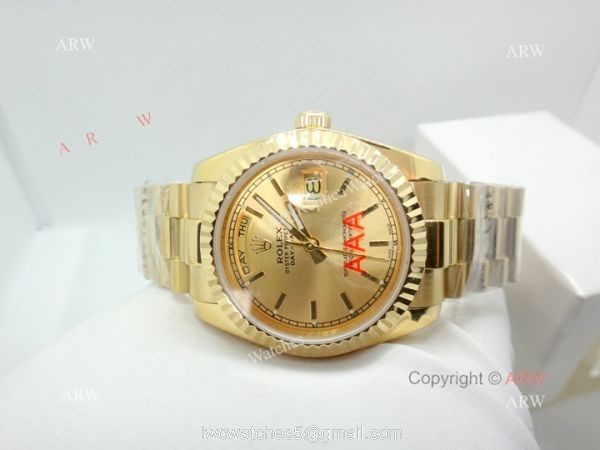 36mm Rolex Day Date Yellow Gold Replica Watches Worldwide Shipping