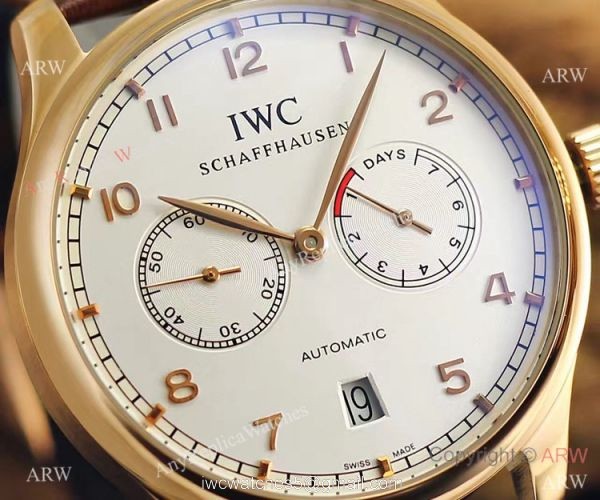 IWC Portuguese Black Face Rose Gold Watch 7 Days Power Reserve