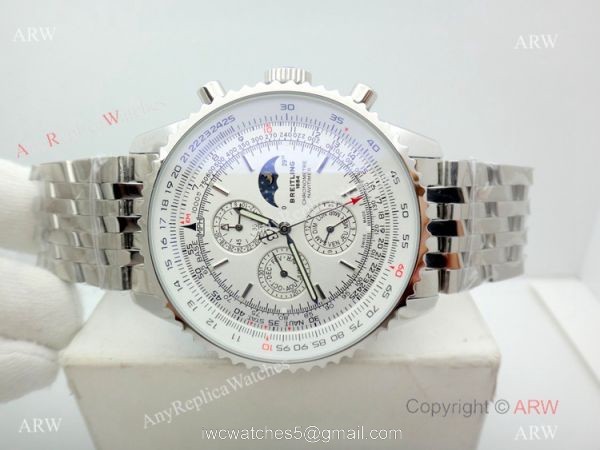Replica Breitling Navitimer Watch White Moonphase Dial Stainless Steel Watch