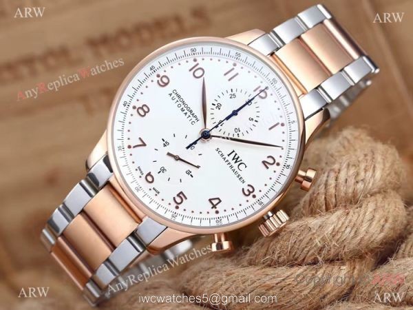 IWC Schaffhausen 2-Tone Rose Gold White Copy Watch Low Price