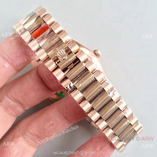Replica Rolex 228239 Day-Date II 40mm Watch Olive Green Dial Rose Gold