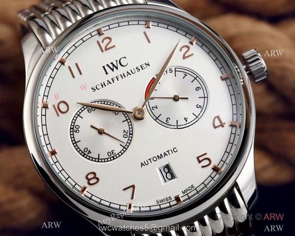 Replica IWC Portuguese 7 Days Stainless Steel White Face Mens Watch