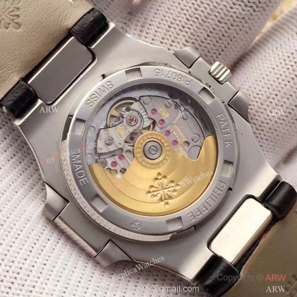 Swiss Grade 1 Patek Philippe Moonphase Replica Watch Nautilus Black Dial 40mm