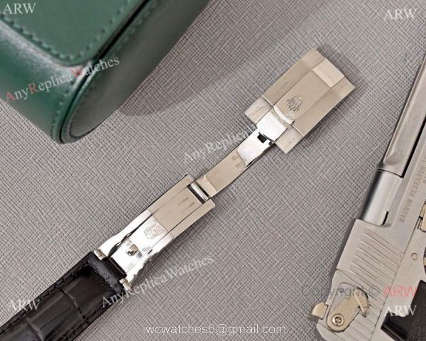 Best Quality Copy Rolex Daytona Watch White Dial Black Leather Strap