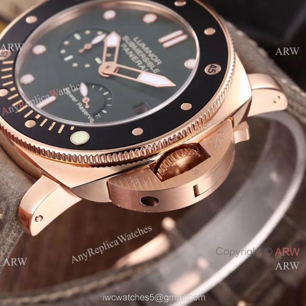 Newest Copy Panerai Luminor Submersible Power Reserve Watch Green Face
