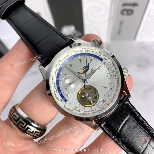 Copy Jaeger-LeCoultre Grand Complications Moon Watch SS Black Leather Band