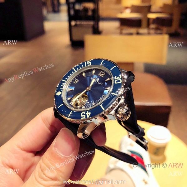 New Copy Blancpain Fifty Fathoms Tourbillon Watch SS Blue Dial SWISS QUALITY