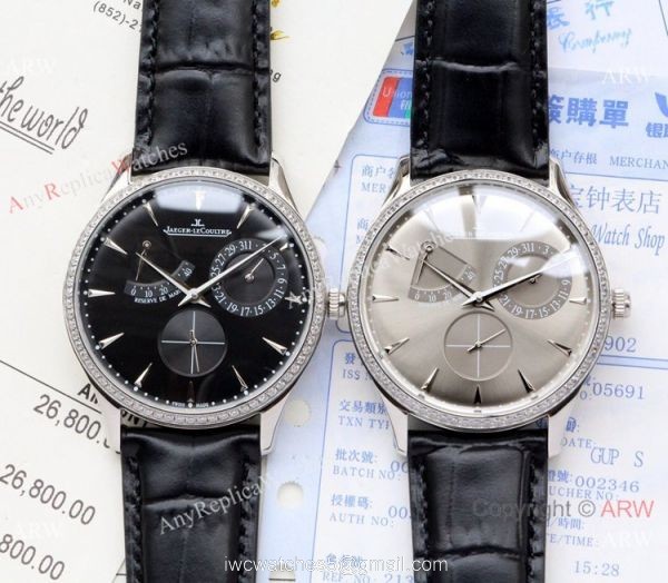 Jaeger-LeCoultre Master Ultra Thin Reserve de Marche Watches Diamond Bezel Blue Dial