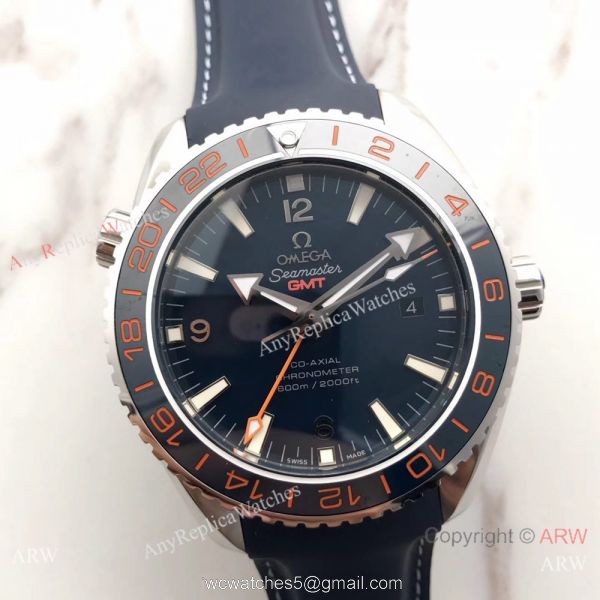 New Version Swiss Omege Seamaster 600m GMT Blue Rubber SS Watch