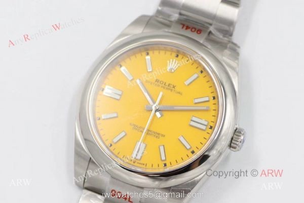 (EW) Mens Rolex Oyster Perpetual 41 Replica Watches With Rolex Yellow Face