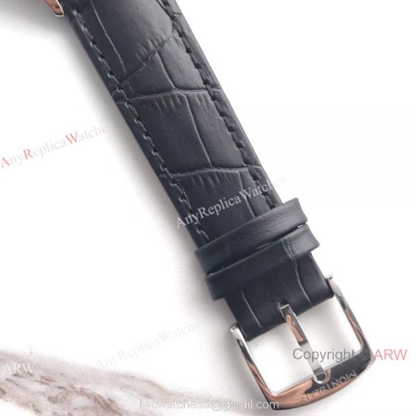 Montblanc Meisterstuck Watch Stainless Steel White Face Black Leather Strap