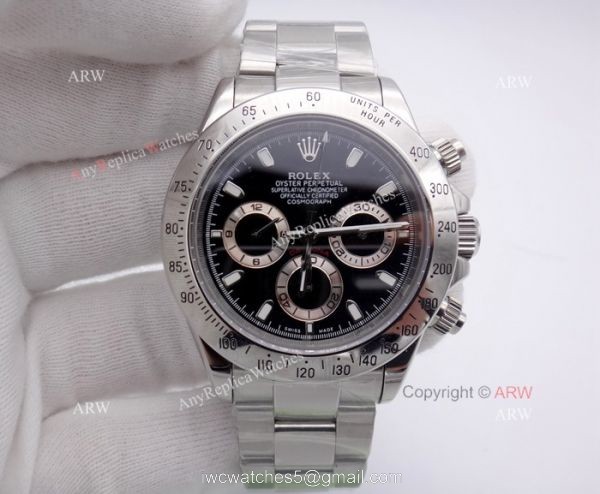NEW UPGRADED Rolex Daytona Replica Watch -Stainless Steel Black Face