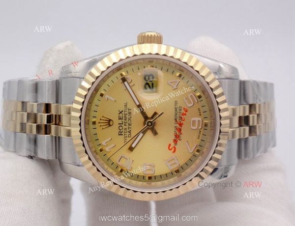 Rolex Datejust Jubilee 2-Tone Arabic Markers Watch Rolex 16233 Fake