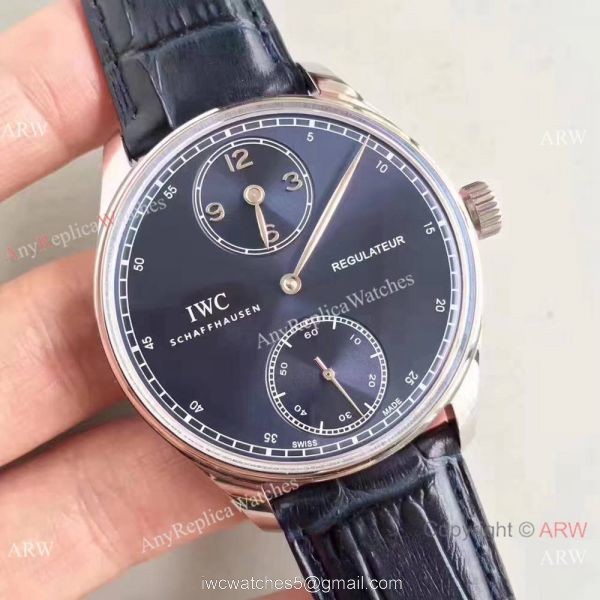 Swiss Grade Replica IWC Regulateur Watch Blue Dial 43mm