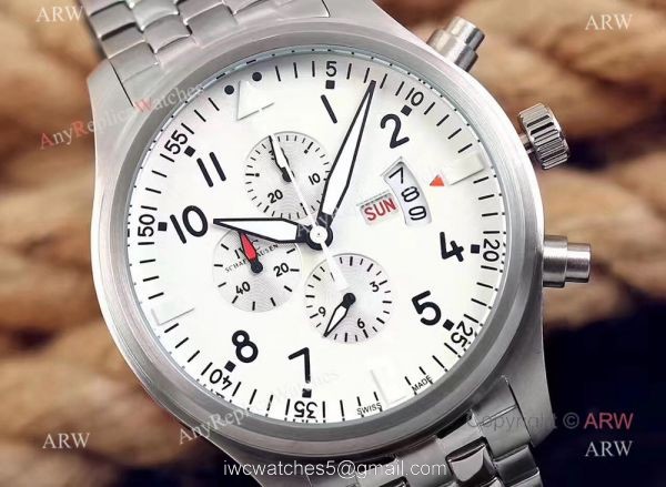 Replica Iwc Pilot Spitfire Chronograph Stainless Steel White Dial Watch For Sale