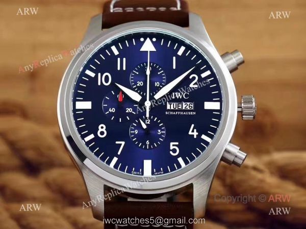 Replica IWC Pilots Chronograph Spitfire Dark Blue Dial Watch at Anyreplicawatch