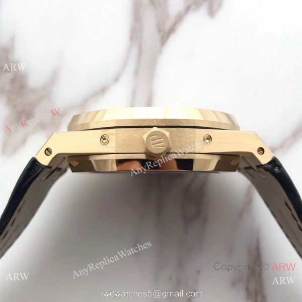 Audemars Piguet Royal Oak Perpetual Calendar Replica Moon Watch Black Leather Strap
