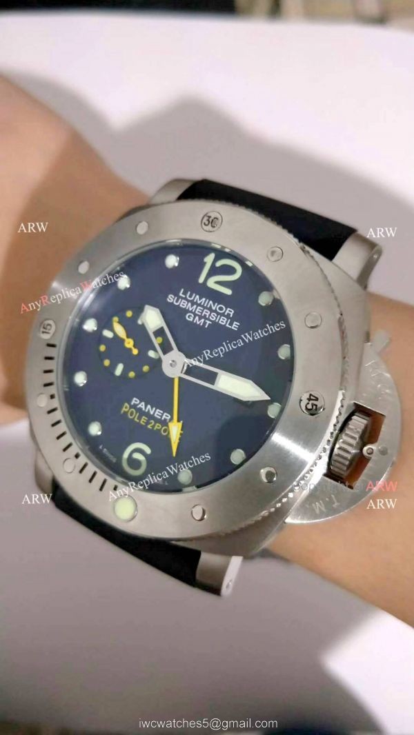 AAA Copy Panerai Luminor Submersible GMT PAM 719 Black Rubber Watch