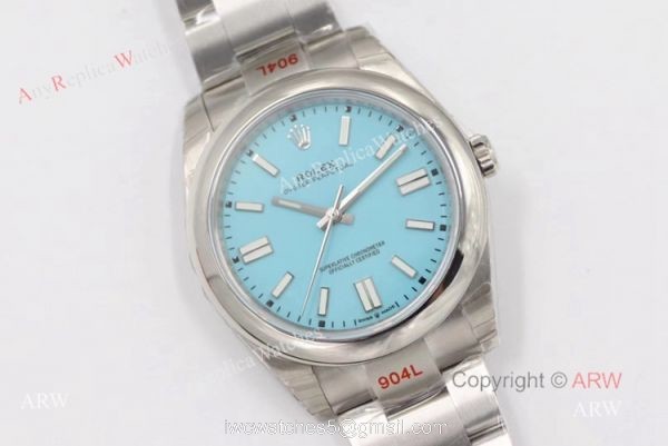 (EW) New Rolex Oyster Perpetual 2020 Swiss Replica Watches With Turquoise Blue Dial And Oyster Bracelet