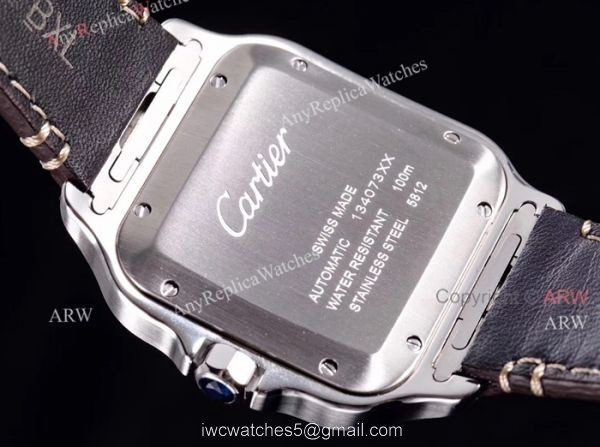 2018 New Santos De Cartier Watch Collection Cartier Santos Brown Leather Strap White Roman Dial Watches