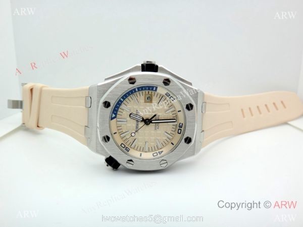 2019 New Audemars Piguet Royal Oak Offshore Diver Watches Beige Dial Beige Rubber Band