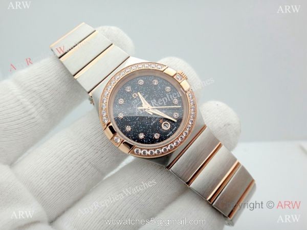 Omega Constellation Two Tone Rose Gold Sky Moon Dial Watch