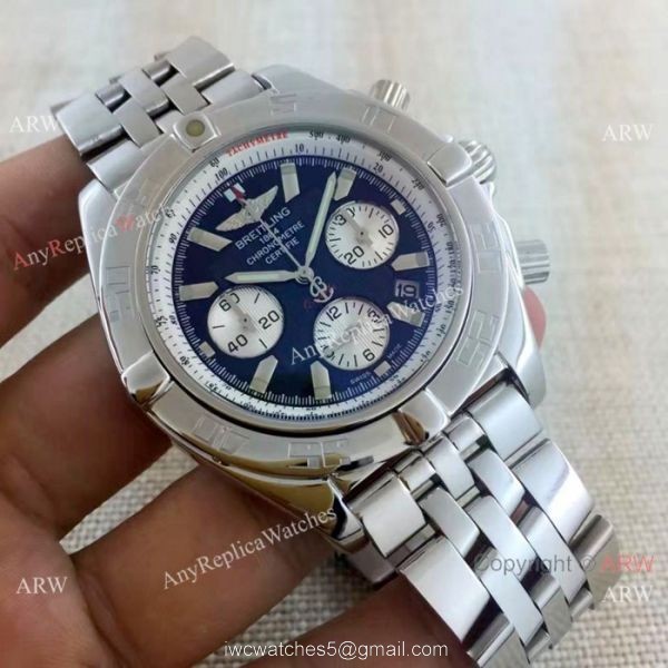 Breitling Chronomat B01 Watches Stainless Steel Dark Blue Dial