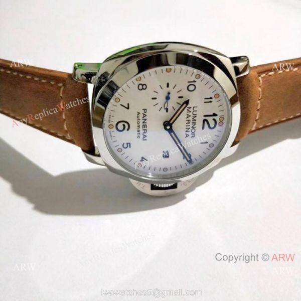 Luminor Marina Panerai White Dial Brown Leather Strap Watch Pam1499