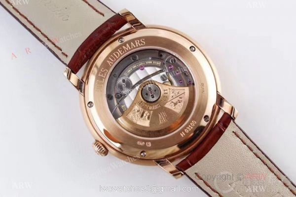 Swiss Grade Audemars Piguet Jules Audemars 3120 Watches Rose Gold Roman Dial