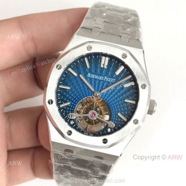 Swiss Copy Audemars Piguet Royal Oak Extra-Thin Tourbillon Blue Dial Watch 2924 Movement