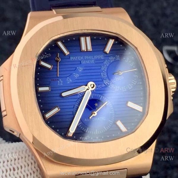New Copy Patek Philippe Nautilus Power Reserve Rose Gold White Watches