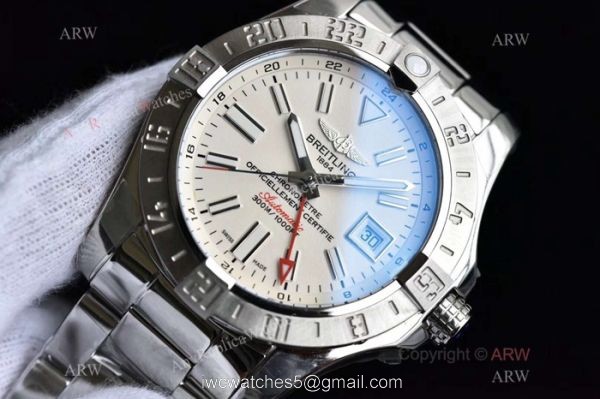 Copy Breitling Avenger II GMT Swiss 2836 Watch Stainless Steel White Dial