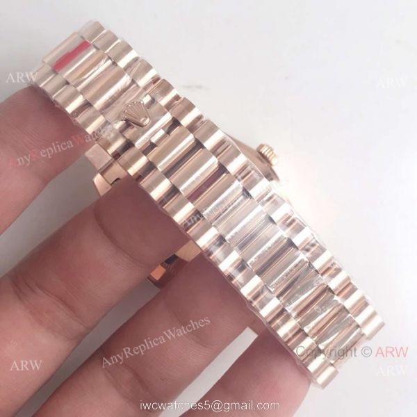 Swiss 2836 DayDate II Rolex Presidential 41mm Replica Watch Rose Gold Silver Dial