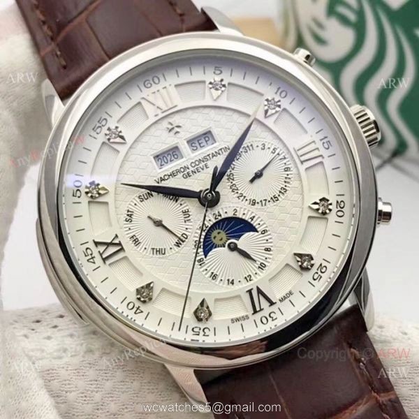 Vacheron Constantin Annual Calendar Moonphase Replica watch SS White Face