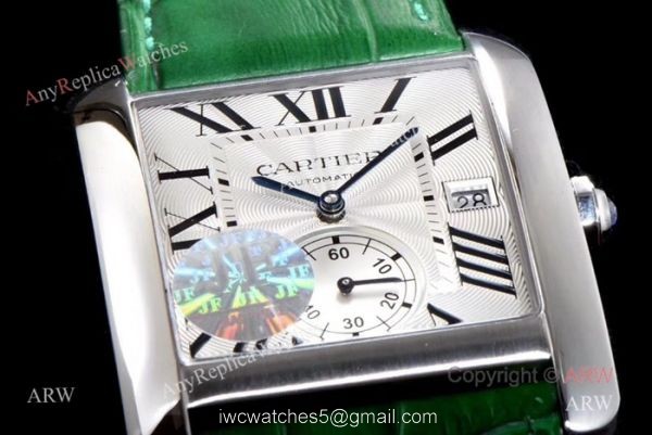 Swiss Grade Cartier Tank 1904MC Mens Watches SS Green Strap
