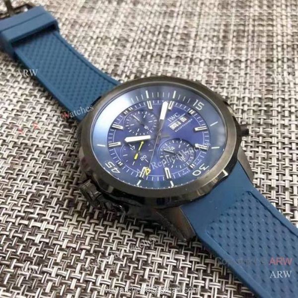 Replica IWC Aquatimer Watch Black Case Blue Chronograph Dial